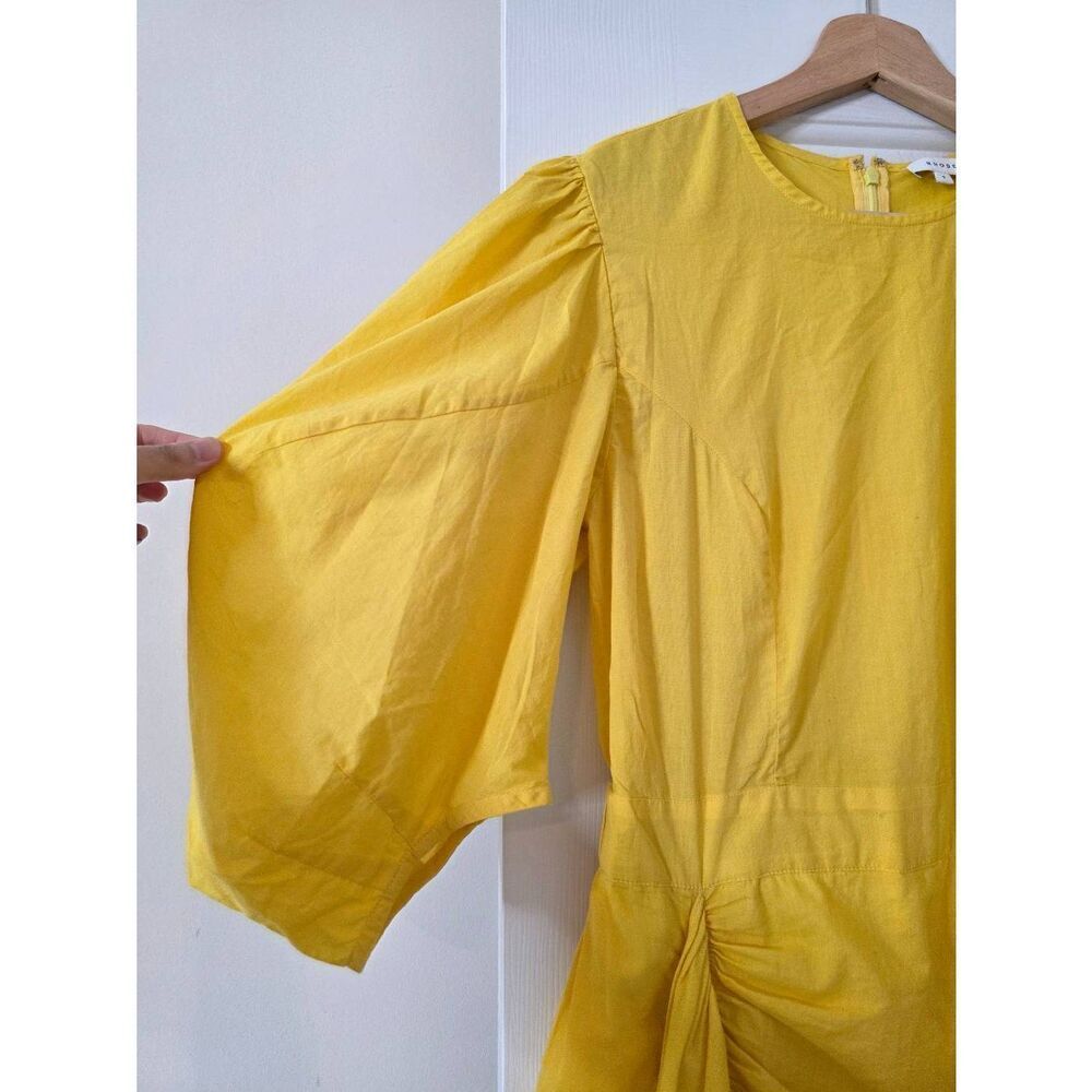 Rhode Pia Puff Sleeve Ruffle Mini Yellow Dress S - Picture 4 of 10